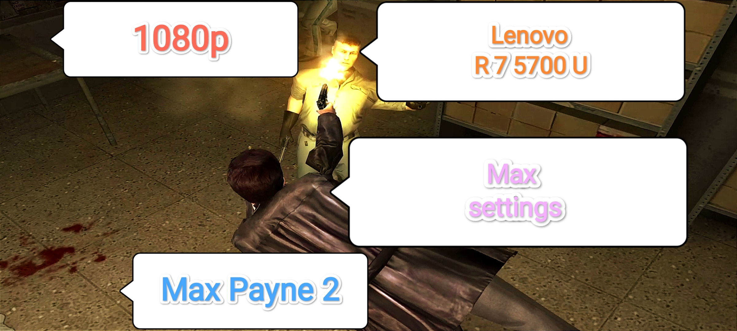 Max Payne 2 v.1.01 - максимальные настройки графики (Lenovo R 7 5700 U) ( 1080 X 1920 60fps )