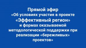 Об условиях участия в проекте Эффективный регион