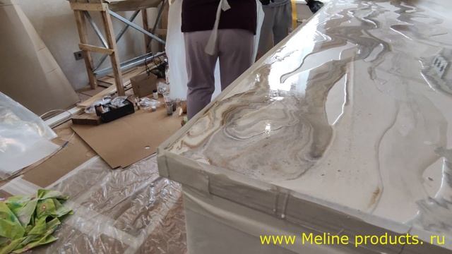 Набор №75. Столешница из фанеры (18мм в два слоя) и эпоксидной смолы Metally epoxy свими руками.