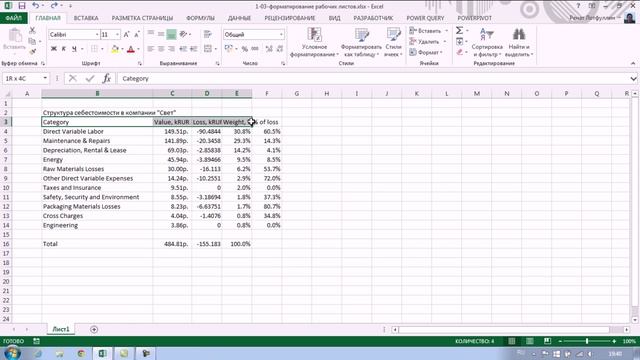 3 форматирование рабочего листа Excel смотреть онлайн