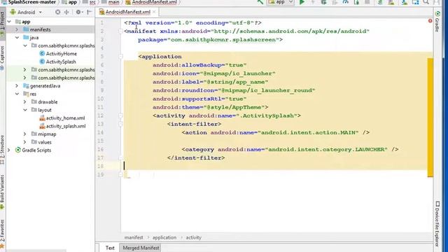 splash screen android studio tutorial