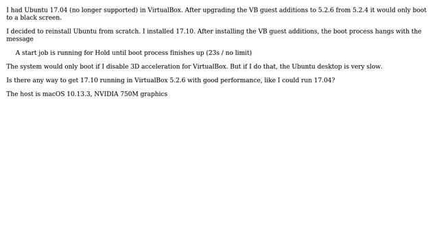 Ubuntu: Ubuntu 17.10 in VirtualBox: "A start job is running for Hold" (2 Solutions!!) смотреть онлайн