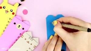 Оригами ЛИНЕЙКА Закладка Пикачу, Мишка, Котик | Origami Ruler bookmark Pikachu, Bear & Cat Pusheen