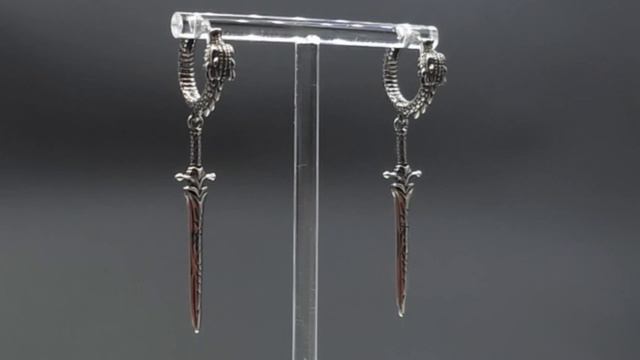 Длинные готические серьги-конго "Меч драконоборца" от StarfallShop