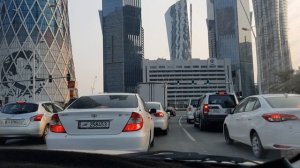 Qatar, Doha. City Traffic. Поездка на машине в Катаре, Доха.
