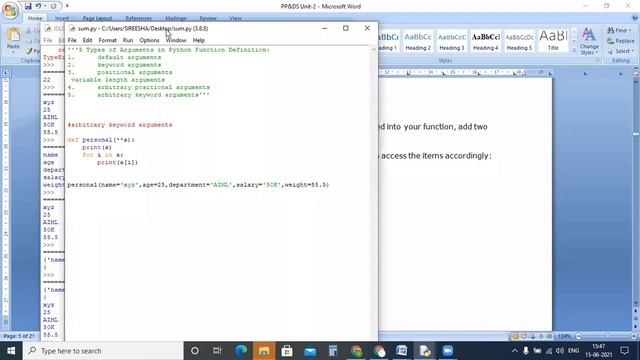 arbitrary keyword arguments