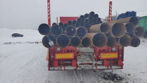 Полвагона трубы на ТЭЦ , "редиска" на Логане задержал надолго. Работа на автокране. POV autocrane