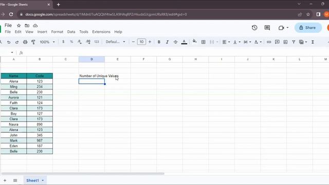 How do I count the number of unique values in a column in Google Sheets?