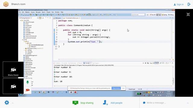 java get 4 values from command line and calculate sum смотреть онлайн