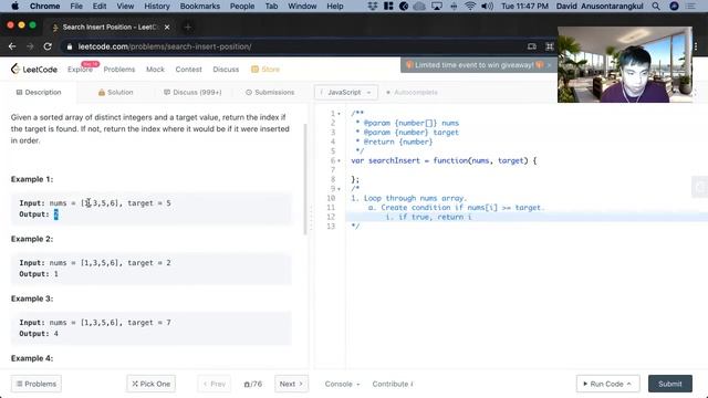 How to Solve "35 Search Insert Position" on LeetCode? - Javascript смотреть онлайн