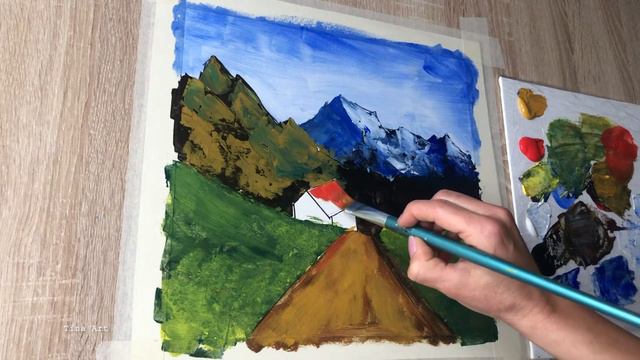 Daily challenge # 82 / How to Paint Mountain Landscape / Acrylic Painting смотреть онлайн