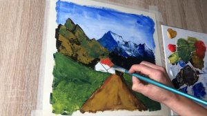 Daily challenge # 82 / How to Paint Mountain Landscape / Acrylic Painting