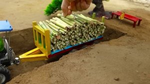 Diy mini tractor trolley heavy green wood truck | diy tractor video | @Mini Creative | @Sunfarming