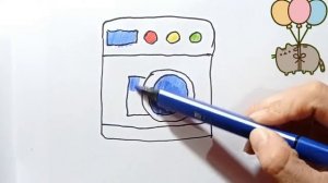 Drawing A Washing Machine for kids/как нарисовать стиральную машину/bolalar uchun chizish