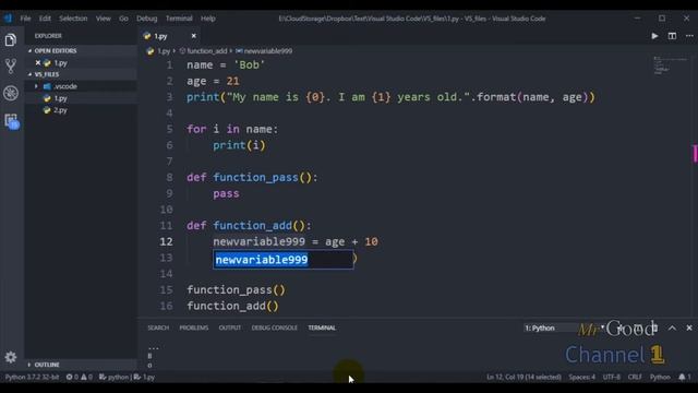 Refactoring, Extract Variable, Extract Method, Run In Terminal - Course VS Code & Python