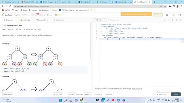 Invert binary tree Leet code with python