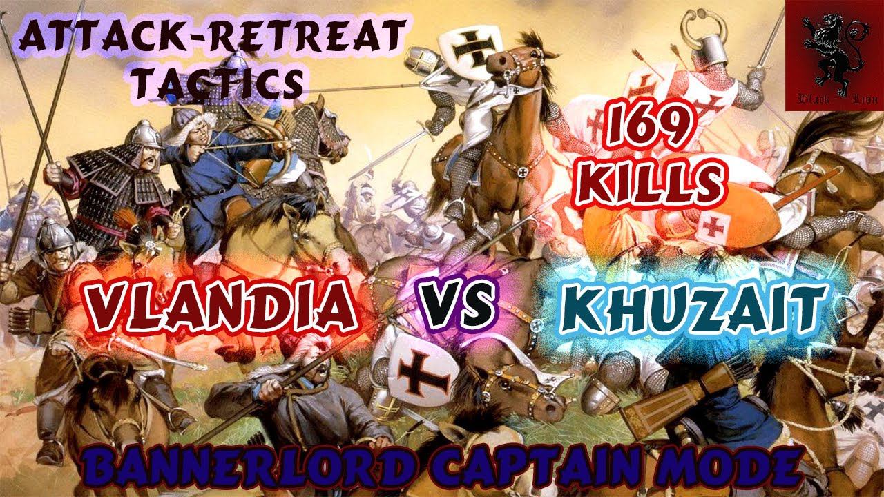 Mount and Blade 2 Bannerlord 169 frags in captain mode Vlandia vs Khuzait "attack-retreat" tactics смотреть онлайн