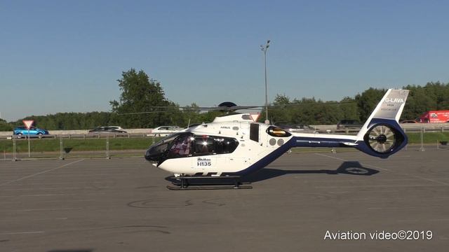 Airbus Helicopters-135 H135 G-LAVA. HeliRussia-2019. Запуск, взлет.