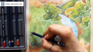 Combining Watercolor Paint and Pencils in a Scenery Painting