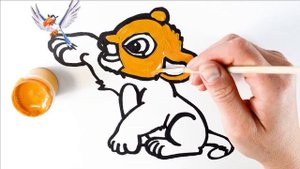 Как нарисовать СИМБУ КОРОЛЯ ЛЬВА  / мультик раскраска КОРОЛЬ ЛЕВ  для детей /Раскраски малышам