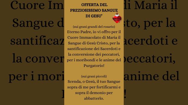 Coroncina di offerta del preziosissimo Sangue