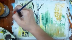 Как нарисовать осенний лес. Как нарисовать рябиновую ветку. Рисуем осенний пейзаж. Теплая осень.