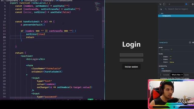 Crear Login con react  Simple utilizando  useState y props 2023