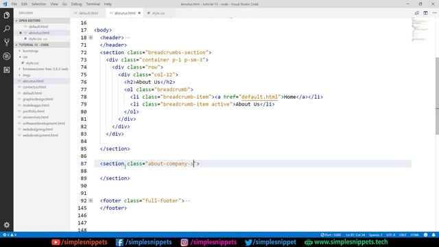 Developing About Us Page of the Bootstrap Website | Tutorial - 13