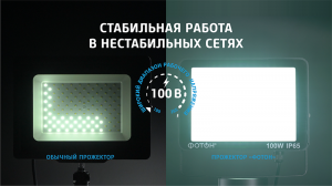 ПРОЖЕКТОР СВЕТОДИОДНЫЙ СЕТЕВОЙ "ФОТОН" FL-100W6K65 100ВТ