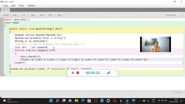 Search a vowel in string (java ICSE) смотреть онлайн