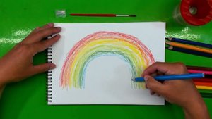Рисунки для детей / Радуга акварельными КАРАНДАШАМИ