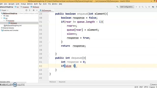 Queue using Array - Implementation (Java) смотреть онлайн