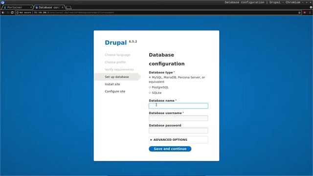 Install Drupal + MariaDB less than 5 mins (Docker, Portainer)