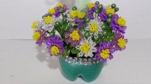 Бисероплетение. Цветы из бисера. Хризантема садовая. 1 часть. Мастер класс. Пошаговый МК.