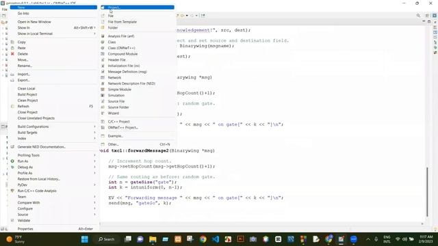 Omnet++ Project : Destination node will issue Acknowledgement to the source node  and count hop