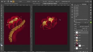 Illustrate a bold, stylized rose using customized Photoshop brushes and photographic image sampling