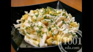 Рецепт салата с консервированными кальмарами и ананасами