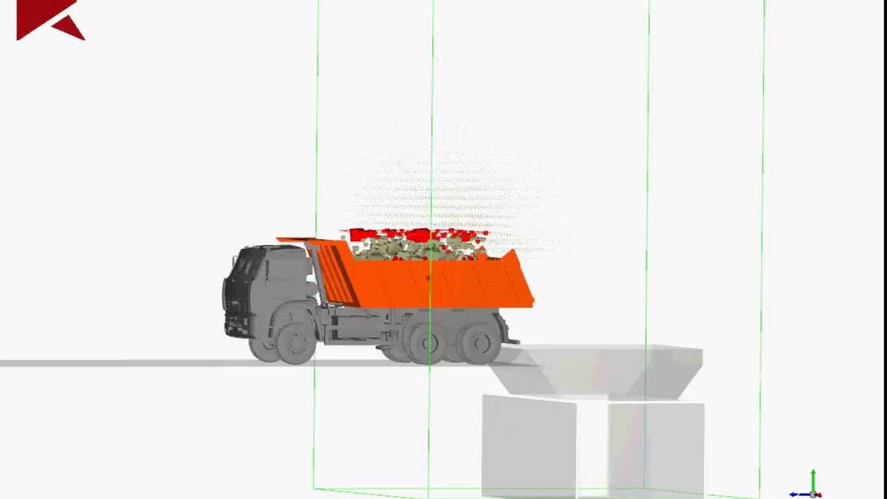 Расчет возмущения потоков воздуха при разгрузке самосвала в бункер