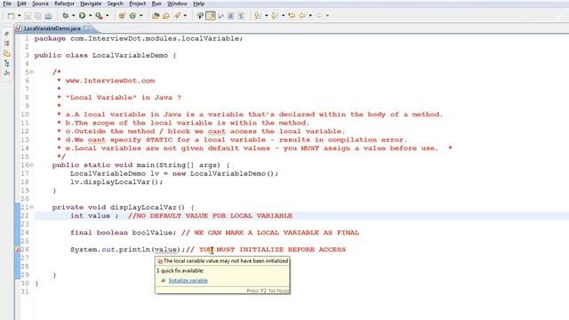 LOCAL VARIABLE IN JAVA DEMO смотреть онлайн
