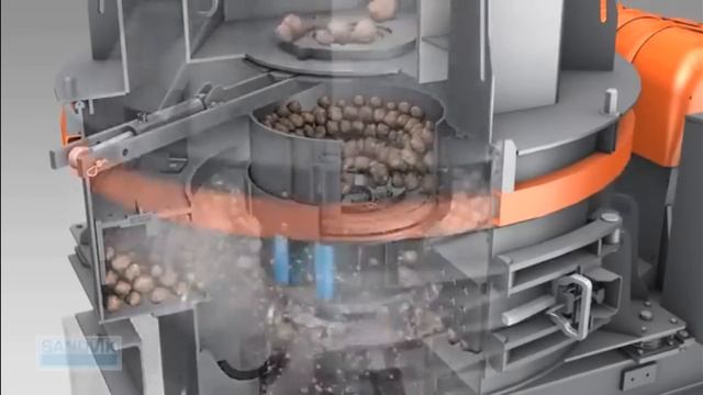 Центробежная дробилка анимация принцип работы Дробилки центробежные Сандвик VSI дробление