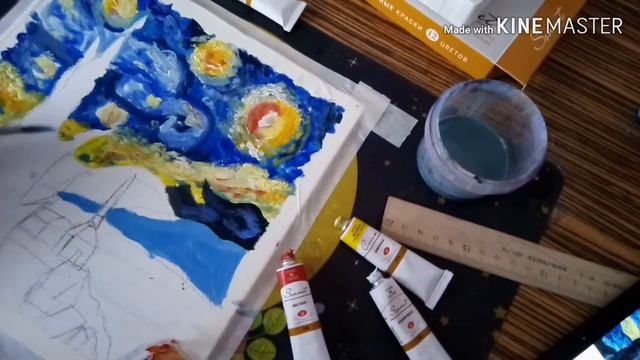 ?РИСУЮ КАРТИНУ ЗВЕЗДНАЯ НОЧЬ МАСЛОМ ? смотреть онлайн