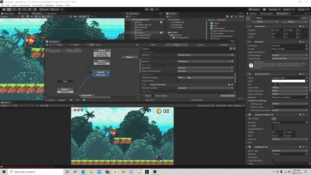 Unity PlayMaker 2d Platformer Player Death and Health Effects Starting of the AI смотреть онлайн