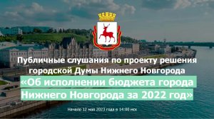 Публичные слушания "Об исполнении бюджета города Нижнего Новгорода за 2022 год"