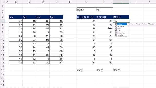Lookup Column with CHOOSECOLS, INDEX or XLOOKUP function? Excel Magic Trick 1835