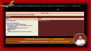Learn Java Complete Course | Step By Step | Delete Files | By: Ponnuri Gopie Krishna | Part - 51