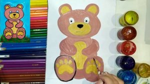 Как нарисовать медведя, рисуем мишку красками гуашь для детей