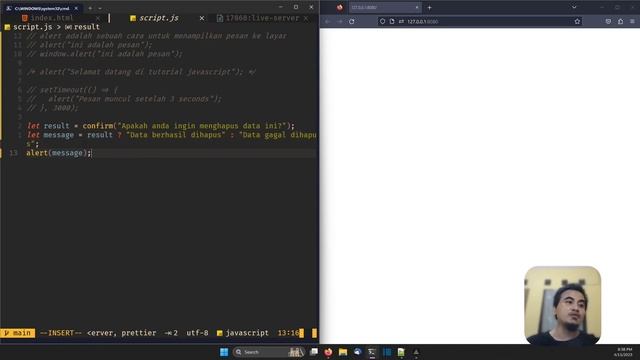 JAVASCRIPT TUTORIAL #121 ALERT, CONFIRM DAN PROMPT