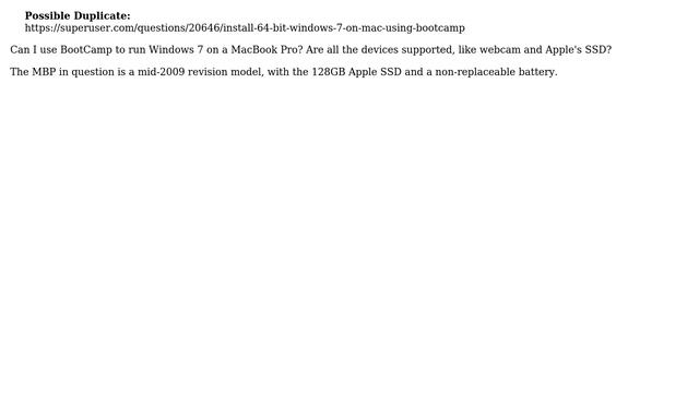 Will Windows 7 Run On A Mid-2009 MacBook Pro?