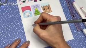 10 DIY Новогодние наклейки ПО КЛЕТОЧКАМ! Новая прямоугольная Коллекция наклеек