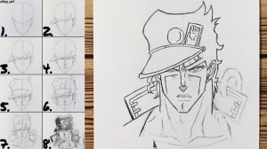How to Draw Jotaro Kujo - Step by Step Tutorial (JoJo's Bizarre Adventure)